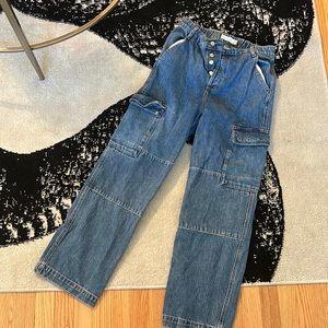 Topshop medium wash cargo jeans 28